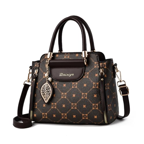 CORIOS Bolsa feminina elegante de couro PU bolsa tiracolo feminina bolsa mensageiro moderna bolsa de alça superior, Café e café, Large