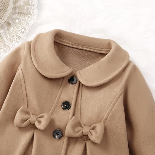 Toddler Baby Girl Dress Coat Lapel Button Jackets Clothes Long Sleeve Solid Color Fall Winter Outfit3