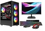 ASC Gaming PC Bundle: AMD Ryzen 5 5500, 16GB RAM, 1TB+256GB SSD, RTX3050 6GB Graphics, 22" Monitor, Windows 11, Black RGB 6 Fan Glass Gaming Case
