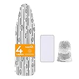 Ironing Board Cover and Pad Extra Thick Heavy Duty Padded 4 Layers Non Stick Scorch and Stain Resistant 15x54 and 3 Fasteners Elastic Edge with 2 Bonus Laundry Bag and Protective Scorch Mesh Cloth