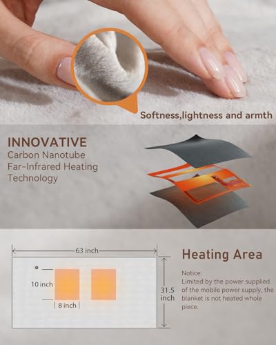 Zireot Heated Blanket Battery Operated,With Battery Pack,Cordless Usb Heated Shawl,Outdoor Portable Electric Blanket,Usb Heated Throw 3 Heating Levels,Softnees Heating Blanket For Neeck And Shoulder thumb #1