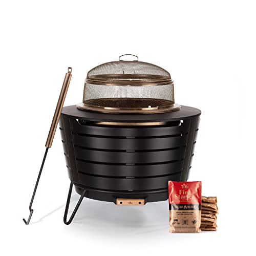 Tiki Brand Patio Smokeless Fire Pit With Screen And Poker And 10-Pack Fire Starters Bundle #TOP15