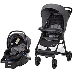 Safety 1st Smooth Ride Travel System Stroller and OnBoard FLX Infant Car Seat, Newborn to Toddler Baby Combo, Easy-Install, Large Canopy, Ample Storage, Foldable, Rear-Facing 4-30 lbs, Monument