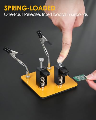 Image of Helping Hands Soldering Station, 2 Way Magnetic PCB Holder Clamps, One-Push Spring Loaded Third Hand Tool with 2 Adjustable Clips for Electronics, PCB Repair and DIY, Craft