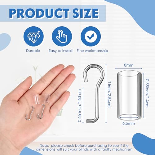 Replacement Wand Wire and Sleeve Collar for Mini Blinds (1 Inch Square Headrails, 2 Set)