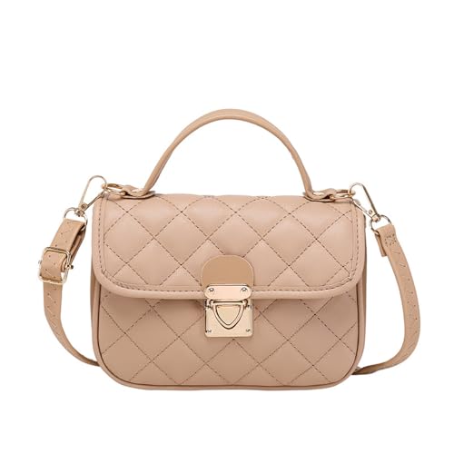 Bolsa tiracolo feminina moderna clutch acolchoada design bolsa transversal com alça de ombro ajustável, Caqui, Simplicidade