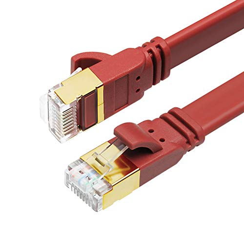 Yauhody Cable Ethernet CAT 8, 3ft alta velocidad 40Gbps 2000MHz plana CAT8 Patch Cord, color Morandi, cable LAN de red Gigabit con conector RJ45 chapado en oro para juegos, router, PC (Morandi Blue 3ft)