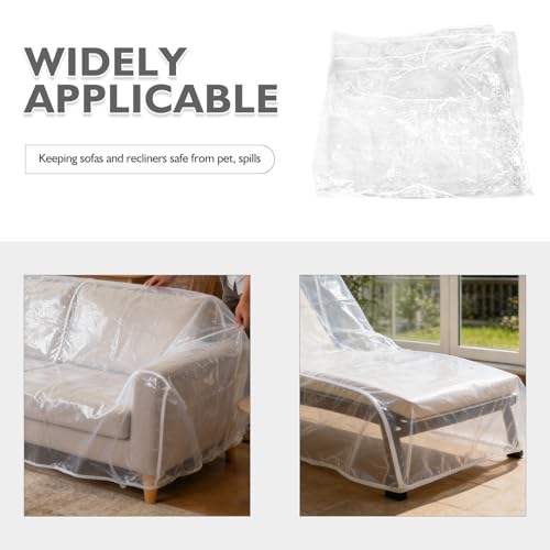 Housse canapé PVC 243x102x105 cm bâche transparente imperméable - 4