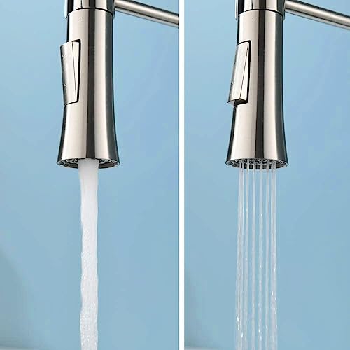 Comllen Kitchen Faucet With Pull Down Sprayer Brushed Nickel, Stainless Steel Single Handle Pull Out Kitchen Sink Faucets For Farmhouse Camper Laundry Utility Rv Wet Bar Sink #TOP4