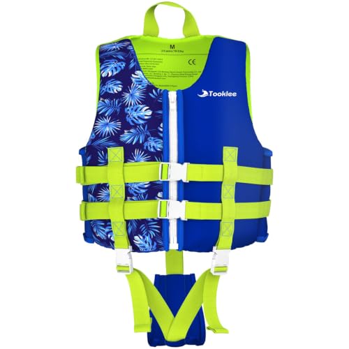 Kids' Neoprene Swim Vest Buoyancy Aid for Boys and Girls – Blue, Size L (66–88 lb)