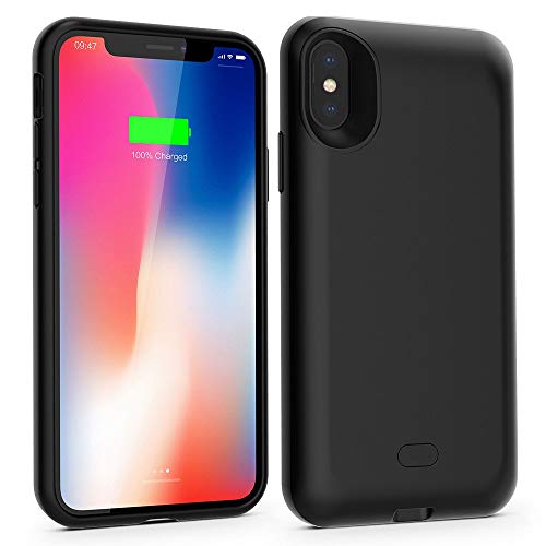 Battery Case for iPhone X/XS,3000mAh Qi Wireless Charger Case Portable Protective Charging Rechargeable Extended Pack Protective Backup Cover for iPhoneX/XS/10 Black