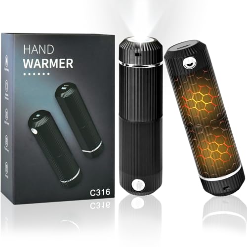 Chauffe-Mains Rechargeable 10000mAh, Réutilisable Électriques Portables USB Power Bank, Chauffe Mains Split-Magnétique 2 en 1, Batterie pour iPhone, Urgence, Chaufferette pour Hommes (Noir)