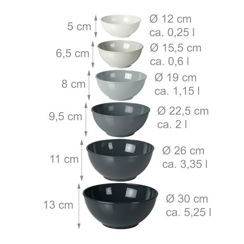 Set de 6 tazones de mezcla de plástico gris miniatura 4