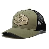 Lavar a Mano DRESSED IN MUSIC PLAY WITH ME Gorra Tipo Trucker Reciclada - Visera Curvada - Gorra Ajustable Snapback - Parche Bordado Surf Monkey® - Diseño de 5 Paneles - Surfing The Basque Country (Verde)