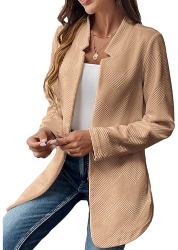 Mina Self Womens Tweed Long Jacket 2025 Notch Fall Winter Warm Cardigan Elegant Casual Work Office Blazer with Pockets3