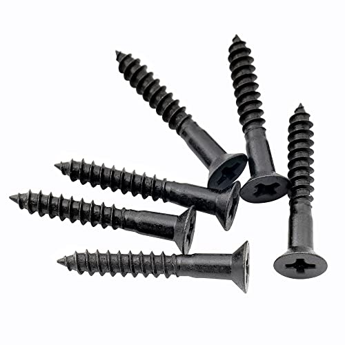 Musiclily Ultra 3.5x25mm Stainless Steel Flat Head Countersunk Mounting Screws for Electric Guitar or Bass Bridge, Black (Set of 6)