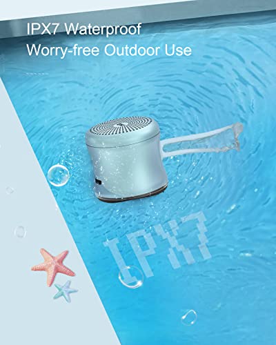 EWA A119 Mini Bluetooth Lautsprecher mit Umhängeband, Kleiner Lautsprecher mit Bassstrahler, IPX7 Wasserdicht, Winzig, aber Leistungsstark, Drahtloser Metalllautsprecher für Zuhause, Büro, usw. (Blau) – Bild 4