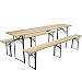 Produktbild Bierzeltgarnitur klappbar Set 3 teilig Sitzgruppe - Biertisch und Bänke Garten Festzeltgarnitur faltbar L217 x B48/24 cm Gartenmöbel Holz lackiert
