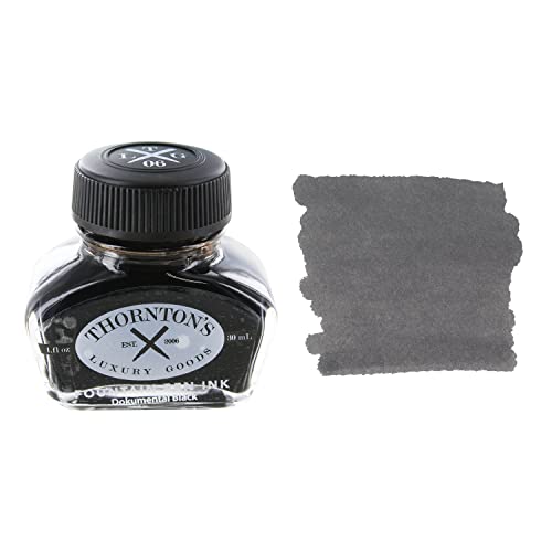 Thornton's Luxury Goods Premium Fountain Pen Ink Bottle 30ml | Smooth Effortless Flawless Writing | Suitable for All Brand and Calligraphy Pens | Office Supplies (Dokumental Black)