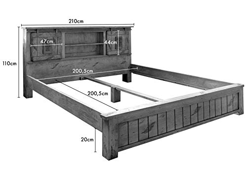 MASSIVMOEBEL24.DE Railway Bett 200x200 Mango, Farbe:Natur lackiert – Bild 8