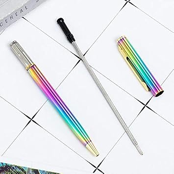 Ballpoint Pens - Rainbow Colorful Ball Pen Stainless Steel Rod Rotating Metal Ballpoint Pen Stationery Ballpen 1 mm Office & School Supplies - 1pcs