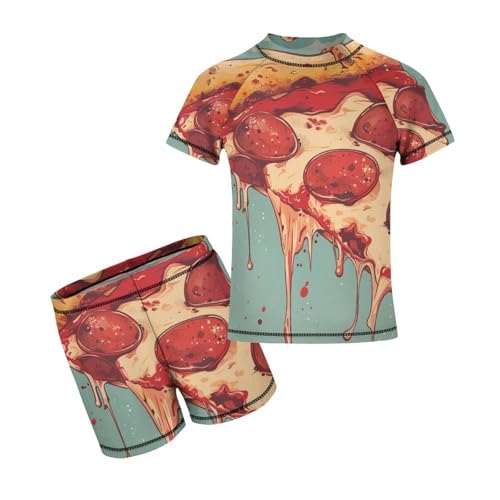 Pizza PepperoniChildren's Casual Swimsuit Set - Simple and Versatile10-12Y（150cm）