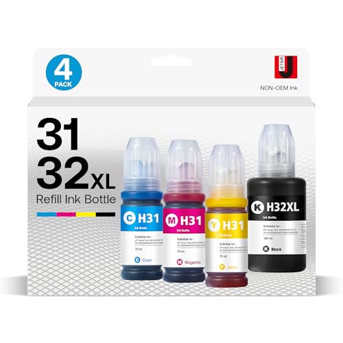 31 32XL Ink Bottle Refill Kit Compatible for HP Smart Tank 5101 7301...