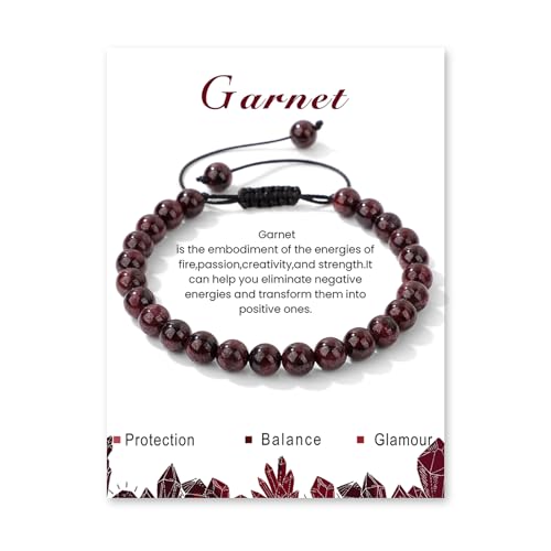 Crystal Bracelet for Women 6mm Natural Stone Bracelets Adjustable Handmade Beaded Bracelets Braided Gemstone Bracelet Healing Crystal Bracelet Crystal Jewelry for Women