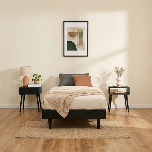 NTC Fly Wooden Bed Frame Without Headboard, Solid Wood Foundation...