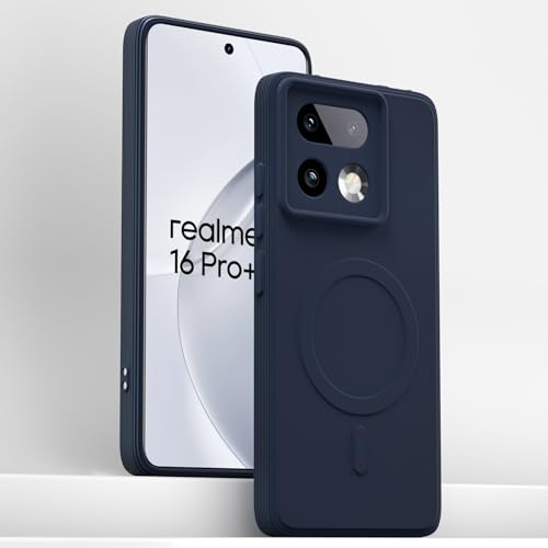 Image of Pikkme Back Cover for Realme 16 Pro Plus 5G Soft Matte Silicone Mag-Safe Design (Mag-Safe Not Support) Camera Protection | Slim Fit Bumper Cover (Blue)