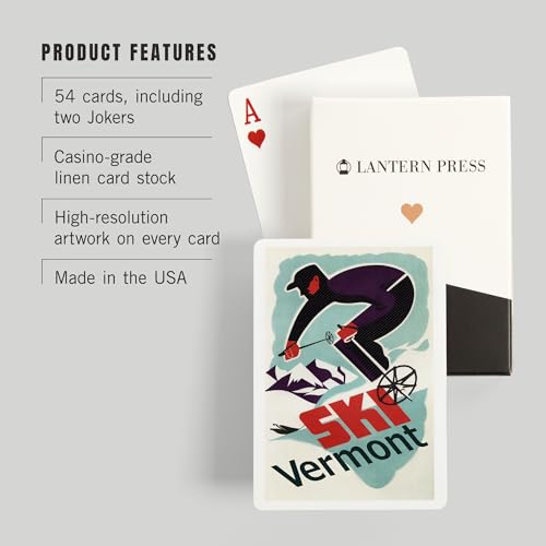Juego de 52 cartas póker Ski Vermont retro miniatura 3
