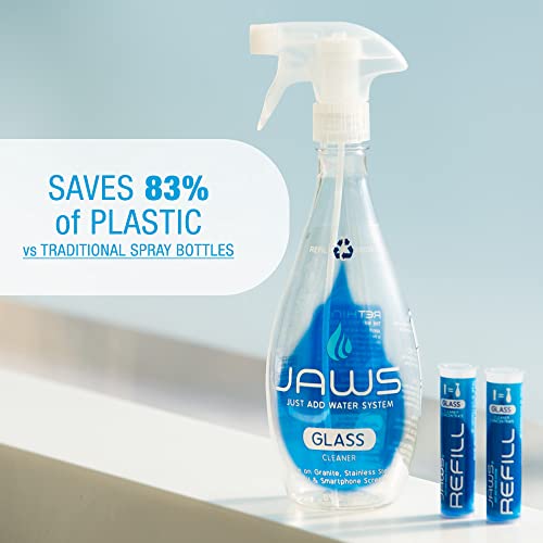 Jaws Glass Cleaner Bottle With 2 Refill Pods. Refillable Cleaning Supplies #TOP4