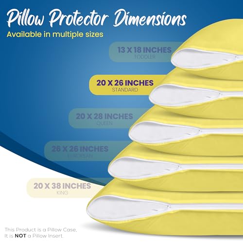 Image of Utopia Bedding Premium 100% Waterproof Pillow Protectors with Zipper Standard Size (Set of 4), Bed Bug and Dust Mite Proof Zippered Pillow Covers, Pillow Encasement Cases, Yellow