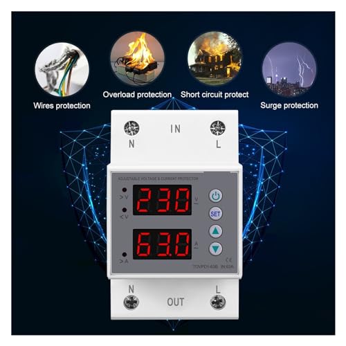 Relais de surveillance de courant 3P 54mm Rail DIN 63A 230V réglable haute précision - 6