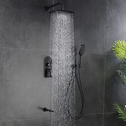 Ensemble de robinet de baignoire moderne noir effet pluie chic - 3