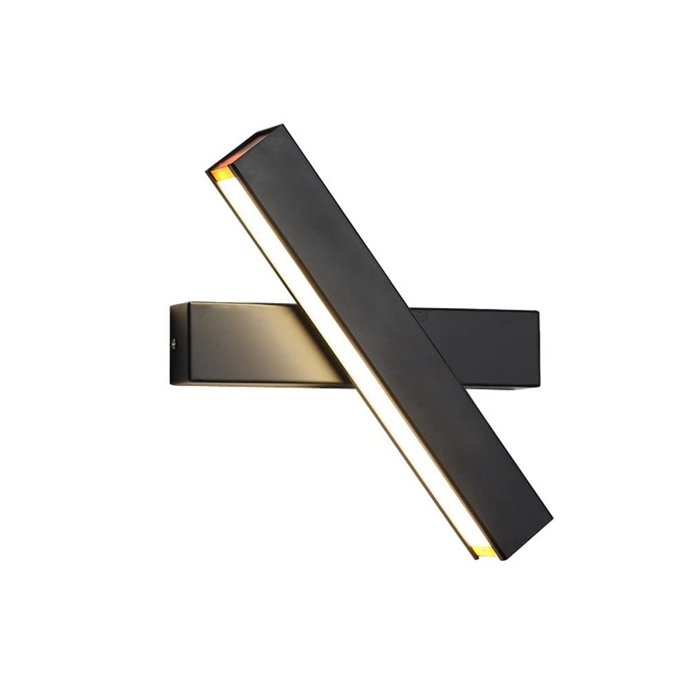 Czarna metalowa lampa ścienna, obracana o 360°, ultracienka i wydłużona, opływowy styl skandynawski, 7 W - 3000 K