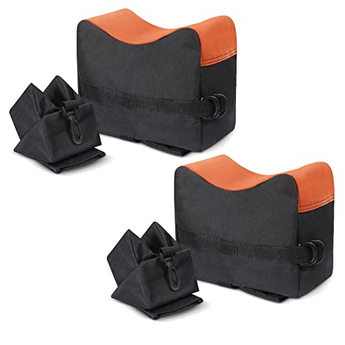 Gogoku 2-Set Shooting Rest Bags Front and Rear Bag Combo with Durable Construction and Water Resistance for Outdoor, Range, Shooting and Hunting Unfilled (Orange-Black) - Gogoku