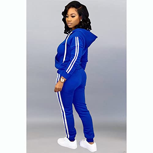 Topsrani Womens Two Piece Outfits Casual Sweatsuits Solid Tracksuit Jogging Sweat Suits Matching Jogger Hoodie Pants Set Workout Zip Light Blue M #TOP5