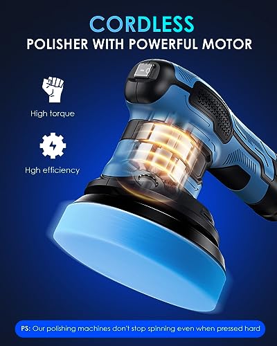 Raybao 2607-NEW Cordless Polisher, Cordless Buffer With 2Pcs 12V/2.0Ah Batteries, Random Orbital Polisher thumb #5