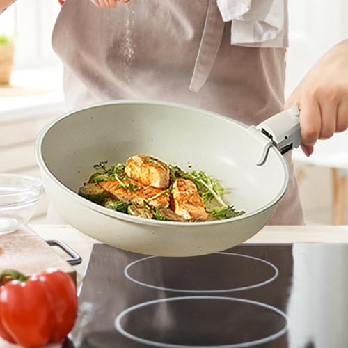 Chaies Induction Cookware, Gourmet Cookware | Cream White Non-Stick Cookware Set - Safe Saucepan Set, Non-Stick Cookware Set, Set of - Image 4