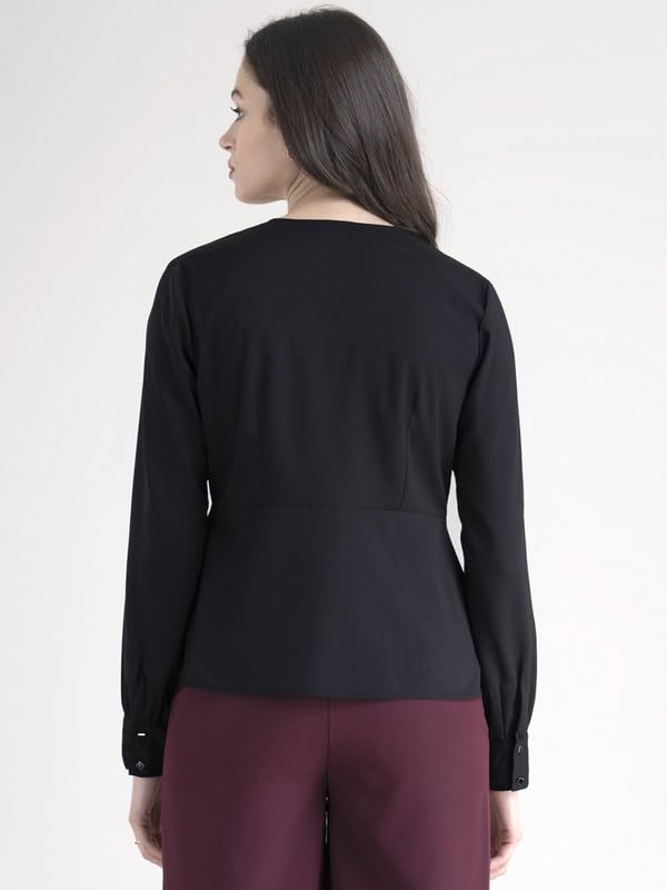Image of FableStreet V Neck Wrap Top - Black