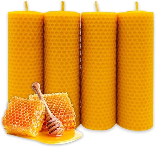 LAMARE Bienenwachskerze Honigwabe 100% Natürlich (4 Einheiten -...