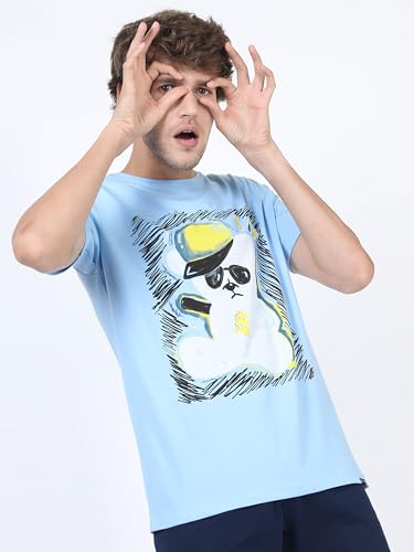 Image of KETCH Men Cotton Slim Fit Printed Half Sleeve T-Shirt