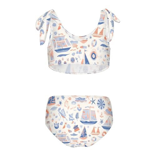 Cartoon Cute Hand Drawn Nautical Marine Girls' 2 Piecing Kids Bikini Set Quick-Dry Swimsuits Swimming Suits Adjustable2