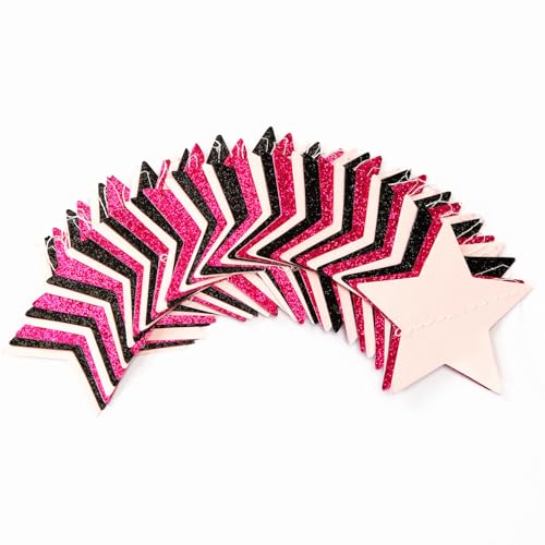 Image of Hot-Pink Black Birthday Party-Decorations Garland - 62ft Twinkle Little Star Baby Girl Hanging Streamers Banner,Graduation Engagement Bachelorette Decor Hugtmr