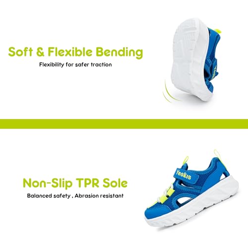 Image of YESKIS Toddler Boys Girls Sport Sandals Outdoor Athletic Hiking Running Tennis Barefoot Shoes Lightweight Closed Toe Adjustable Strap for Toddler and Little Kids
