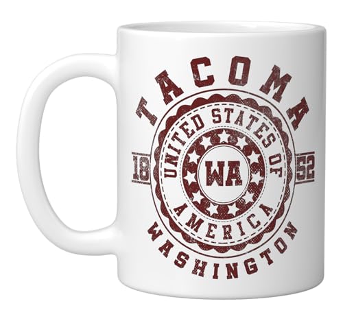Tacoma WA Taza de cerámica vintage blanca 11 oz miniatura 1