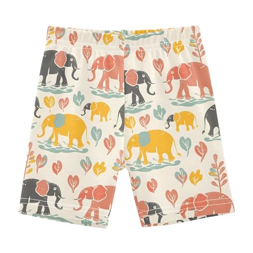 Elephants Family Playing Girls Shorts Elastic Waist Sports Shorts Girls Leggings Pants for 4-10 Years