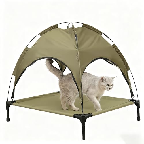 Portable Pet Tent with Canopy, Breathable & Durable Elevated Bed for Cats Dogs, Suitable for All Body Types(66cmx45cmx65cm)