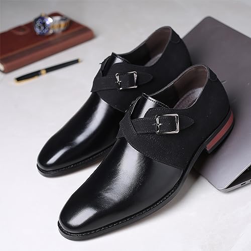 Men's Leather Oxford Dress Shoe Buckle Strap Low Top Walking Shoes Business Wedding Party Formal Shoes2